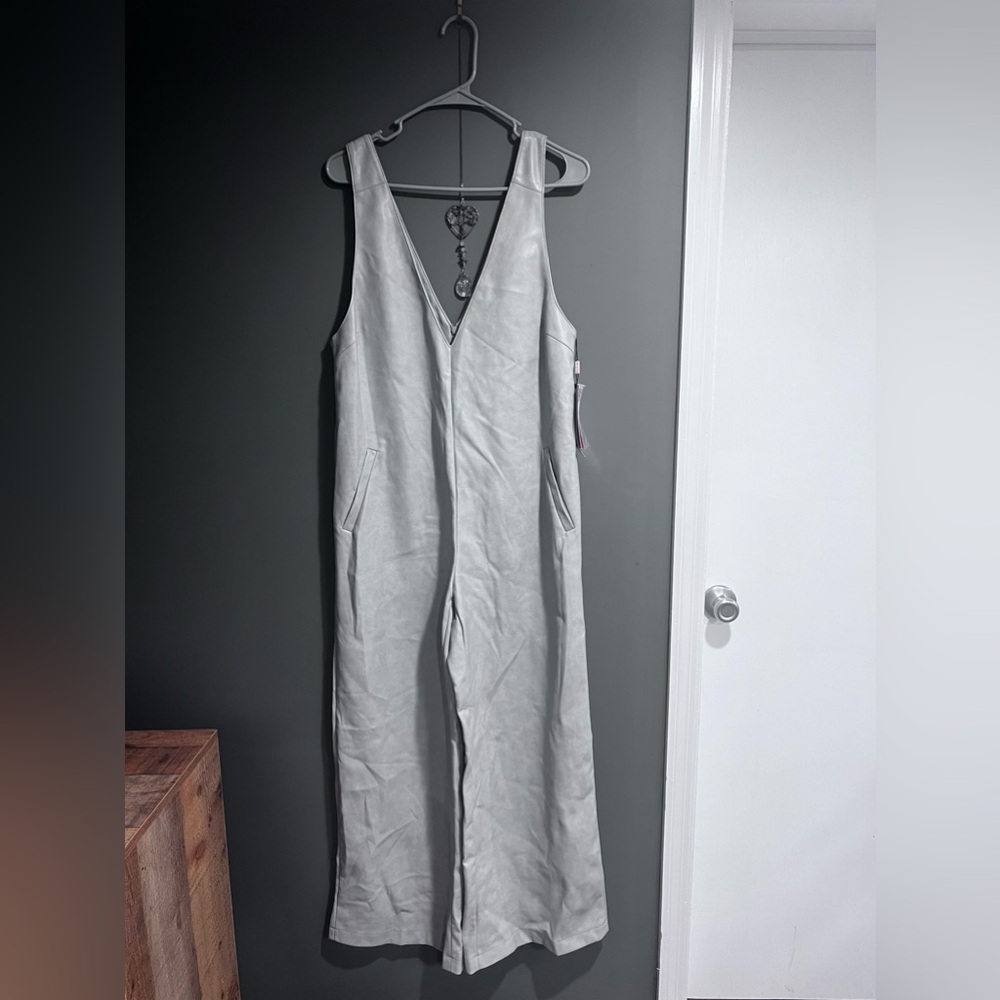 Anthropologie Avec Les Filles Vegan Leather Jumper Grey